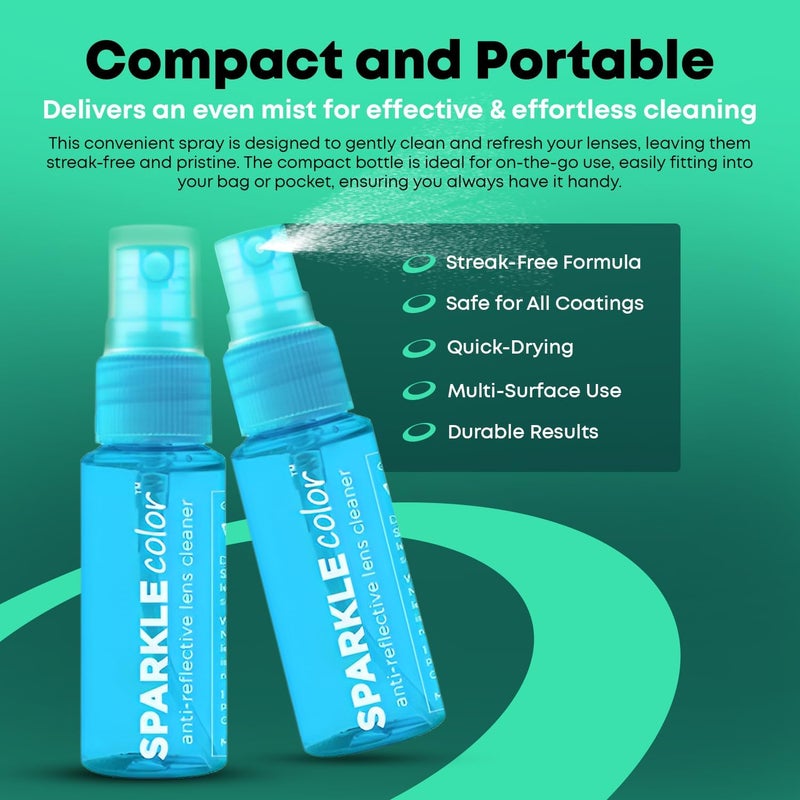 OPTIPAK Sparkle Anti-Reflective Safe Lens Cleaner Spray Kit - (2) 1oz Glasses Cleaner Bottle & (2) Microfiber Cloth for Eyeglasses, Sunglasses, Lenses, Screens and Camera Cleaning Kit (4 Piece Set) - Image 3